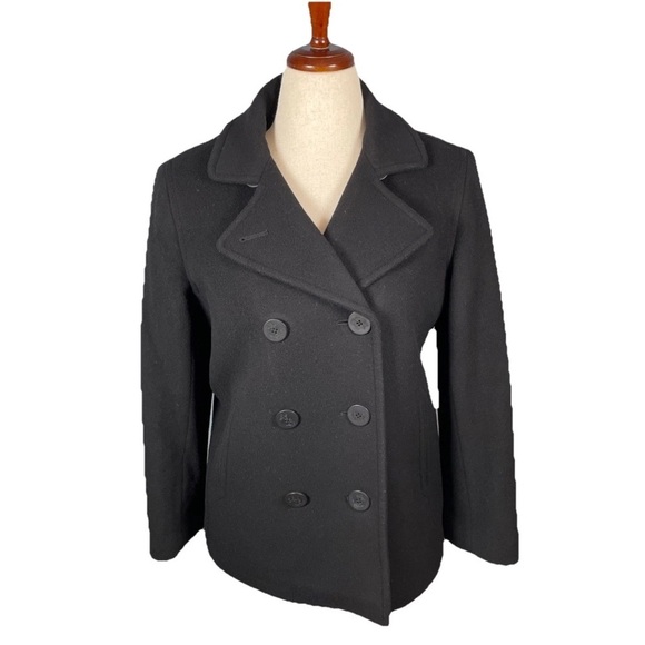 L.L. Bean Jackets & Blazers - LL Bean Double Breasted Lambswool Peacoat Women’s Size 10 Petite Black Classic